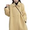 2025 Korean Style Slimming Mid-Length Coat for Petite People - Loose Fit, Long Hair Wool Outerwear for Autumn/Winter
