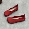 Johnature Echte Leder Flache Slip-on Schuhe Lässige Quadratische Zehenpartie Bequeme Weiche Sohle Damen Flats
