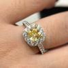 Musla Design Elegant 925 Sterling Silver Yellow Square Ring for Women Luxury Wedding Anniversary Gift Sparkling Jewelry