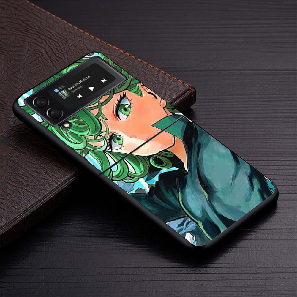 One P-Punch-Man Tatsumaki Hard Black Cover for Samsung Galaxy Z Flip 7 6 5 4 3 5G Phone Case Flip7 Flip6 Flip5 Flip4 Flip3 Patte