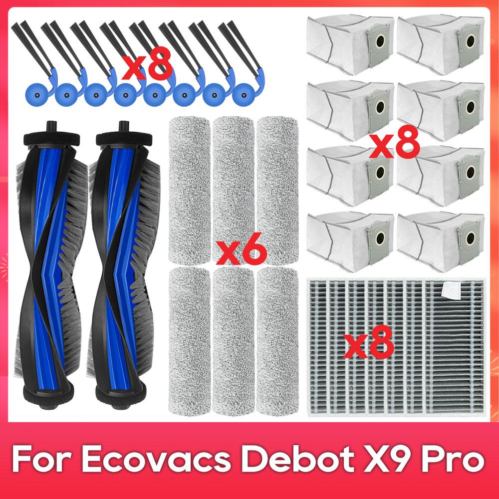 Passt für ( ECOVACS X9 PRO OMNI / X9 Pro ) Ersatzteile Zubehör Filter Haupt-Seitenbürste Walze Mopp Staubbeutel