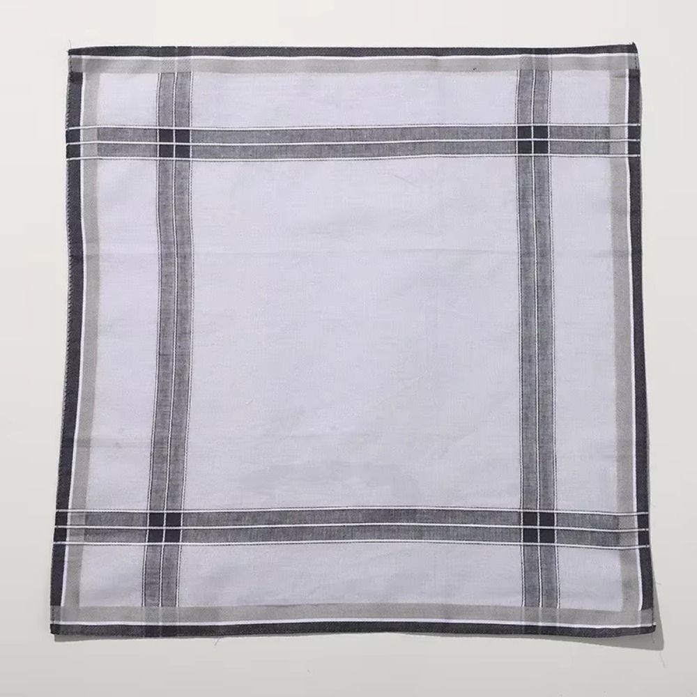 12Pcs/Set Soft Pocket Handkerchief 40x40cm Sweat Absorbent Pocket Plaid Square Towel Washable Striped Pattern