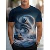 Summer Men's Colored Animal 3D Printed Crew Neck T-Shirt