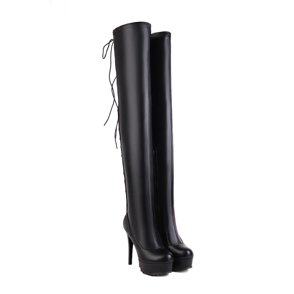 Women's High-heeled Boots, Sexy European and American Style Waterproof Platform, Thin-heeled Large-size Knee Boots.