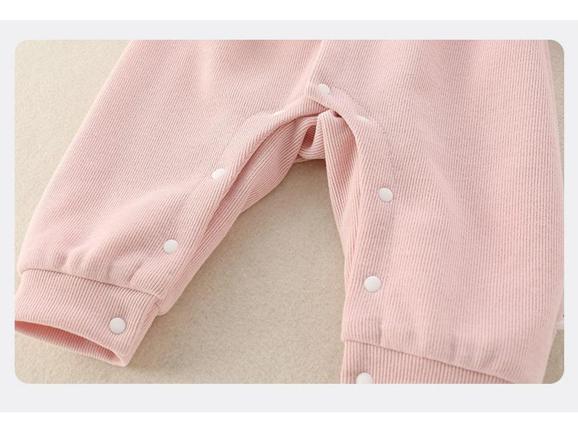 2025 Korean Style Cartoon Hooded Romper for Baby Girls - Cute Autumn Long Sleeve Jumpsuit