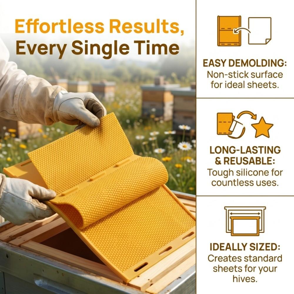 2-Piece Set Flexible Silicone Honeycomb Sheets Mold Reusable Easy Release Beeswax Press Sheet Mold Non-Stick Surface