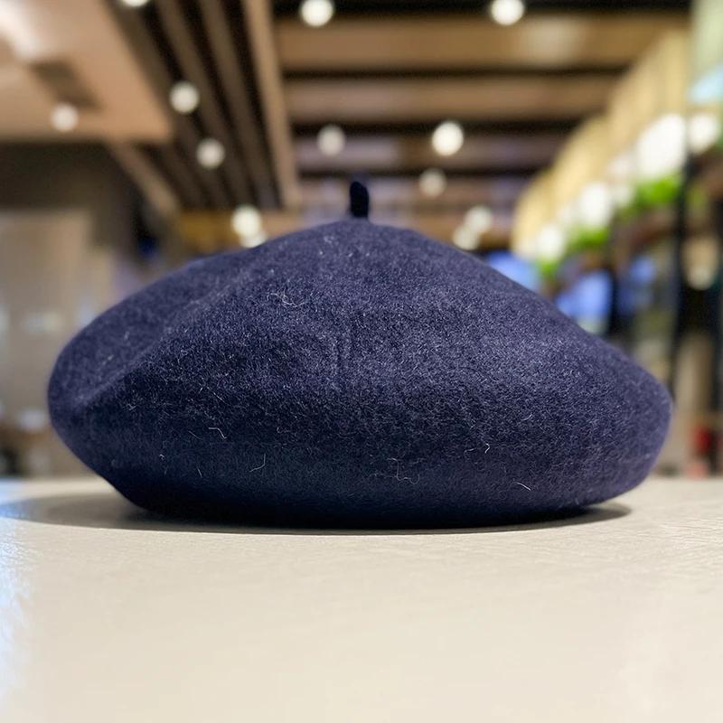 Elegant Wool Beret Hats Women Winter French Hat Girls Solid Fashion Autumn Winter Beret Hat For Women Warm Felt Street Berets