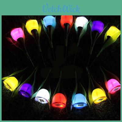Vlux-009-1 Tulip Solar Led Lawn Light For Garden Decor Yellow Pink Red Purple Blue