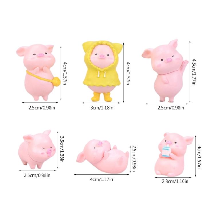 Whimsical Cartoon Pig Figurine Ornament Resin Piggy Statue Miniatures Decoration