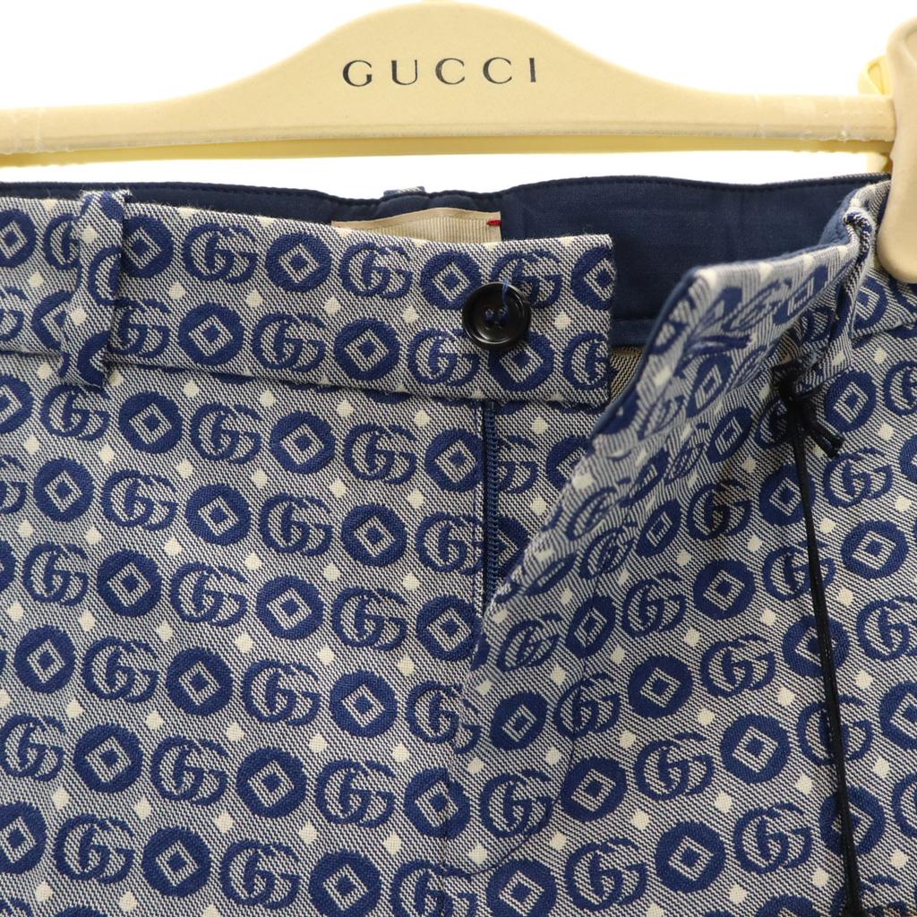 Gucci Made In Italy Total Logo Long Pants 8 Navy With Hanger Kid's Used