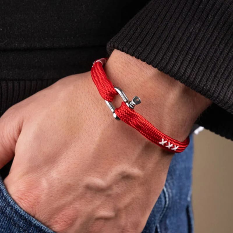 PIG & HEN Vicious Big Bracelet XXX - Red X Silver