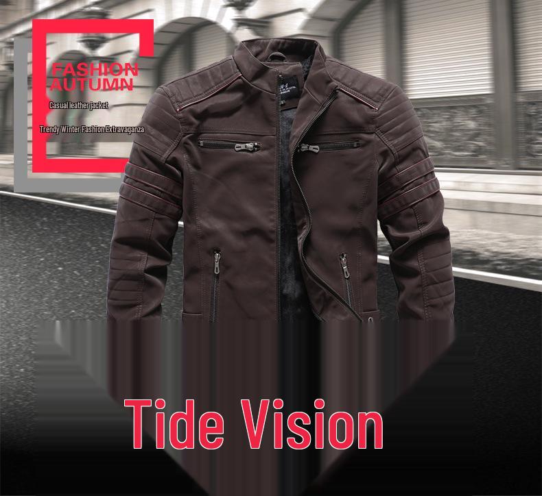 Men's Slim Fit Frosted Leather PU Motorcycle Jacket - Stylish Autumn & Winter Wear