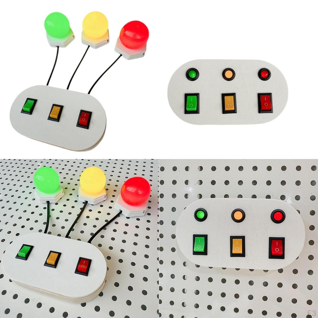 Light Switch Sensory Board Busy Accessories Color Recognition Three Lights Indoor Play