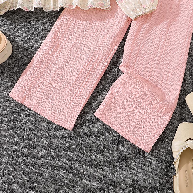 Girls' Outfit Children's Spring/Autumn New Style V-Neck Long-Sleeved Top + Casual Trousers