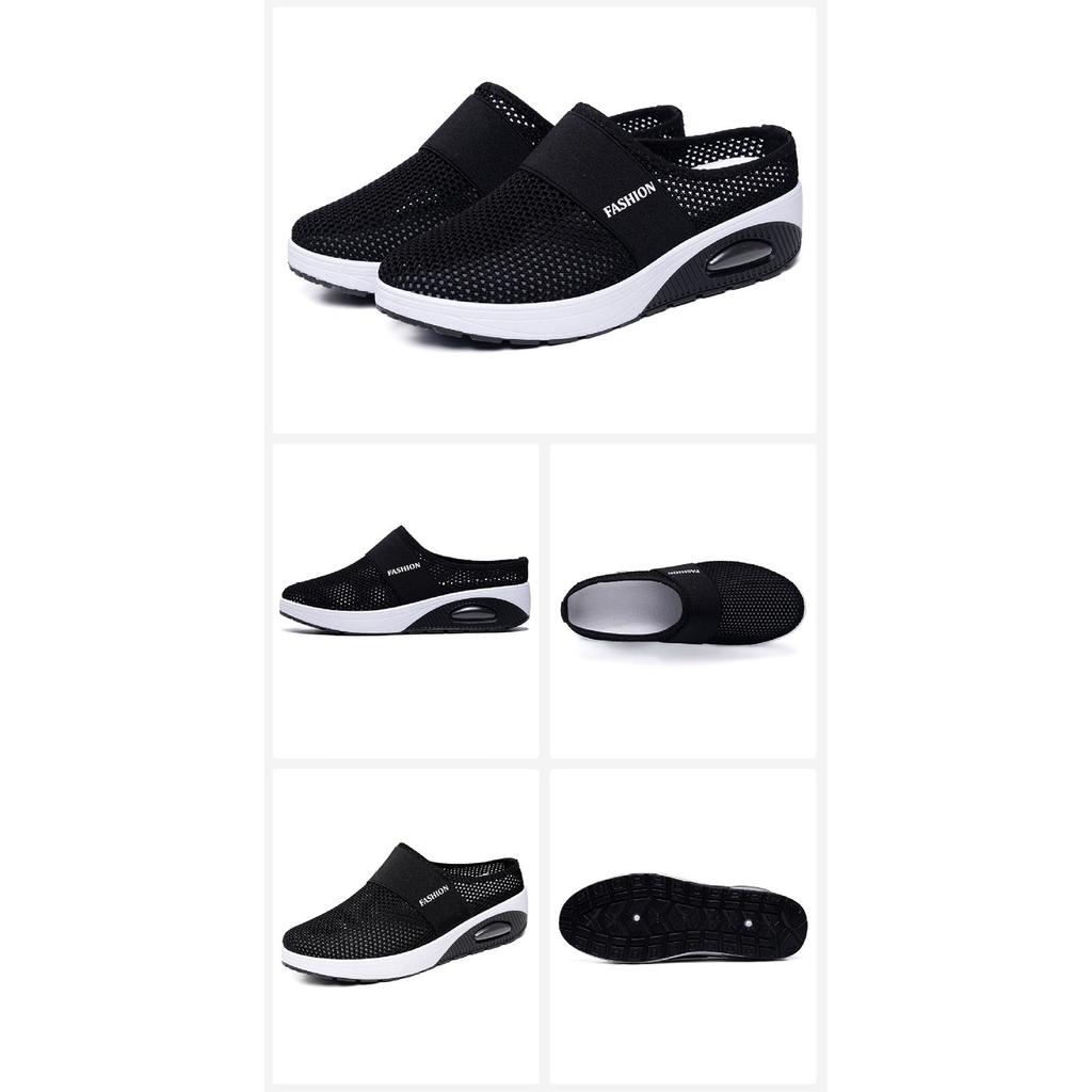 Slip On Mesh Shoes Lightweight Breathable Casual Walking Sneakers with Elastic Band and Air Cushion Sole for Daily Wear