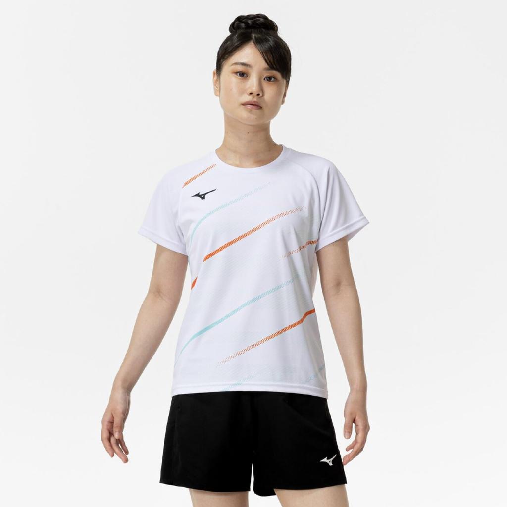 Short Sleeve Game Dynamotion Size 62JAC225 Women's Tennis/Badminton Shirt, Sweat-Wicking, Quick-Drying, Fit, White, XL,