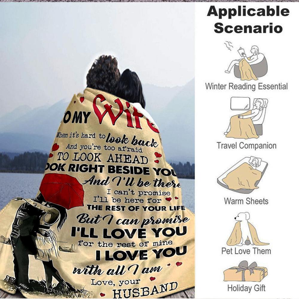 1pc Love Quotes for Wife Blanket - Perfect Gift for Birthdays, Christmas & Halloween- Soft, Warm & Versatile Yy250909132