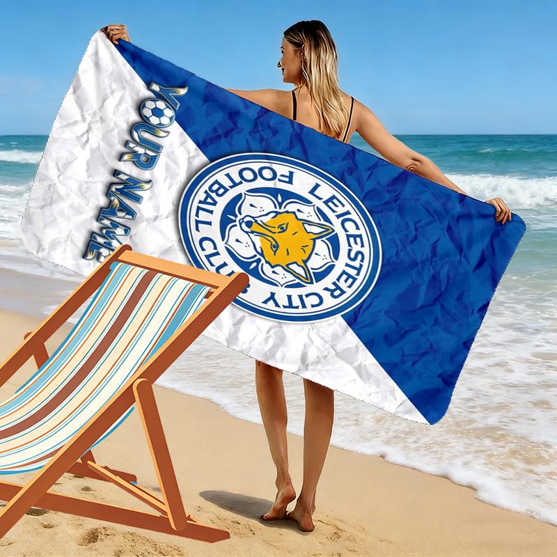 Name Custom Leicester City FC Logo Print Beach Towel, Large Soft Quick Dry Towel for Beach Camping Swimming