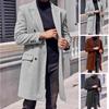 European Style Men's Double-Breasted Wool Coat, Plus Size, Long, 2024 Collection