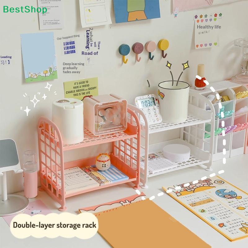 2-Tier Plastic Storage Rack,Multi-Purpose Desktop Organizer Shelf for Bathroom,Kitchen,Makeup & Stationery