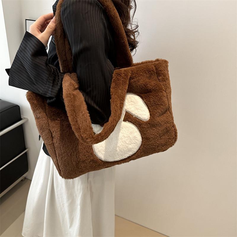 Large Capacity Plush Tote Bag Women Winter New Street Fashion Shoulder Bag