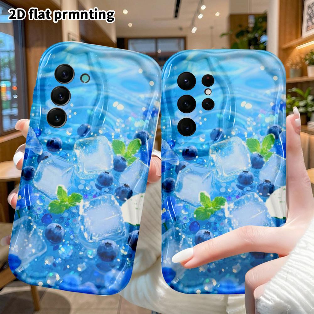 Phone Case: 2D Flat Samsung Galaxy A34 A35 S20 S22 S21 FE Plus Ultra Protective Case, Mint Blue Flower Field, Christmas and Halloween Gift