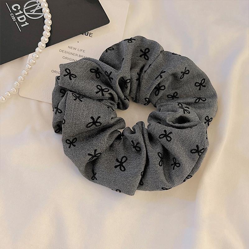Polka Dot Haargummis Seil Damen Große Größe Herz Schleife Bedruckte Scrunchies Grau Schwarz Haarband Pferdeschwanzhalter Kopfschmuck