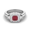 5MM Cushion Ruby 925 Sterling Silver Accent Side Stone Dainty Engagement Wedding Bridal Ring