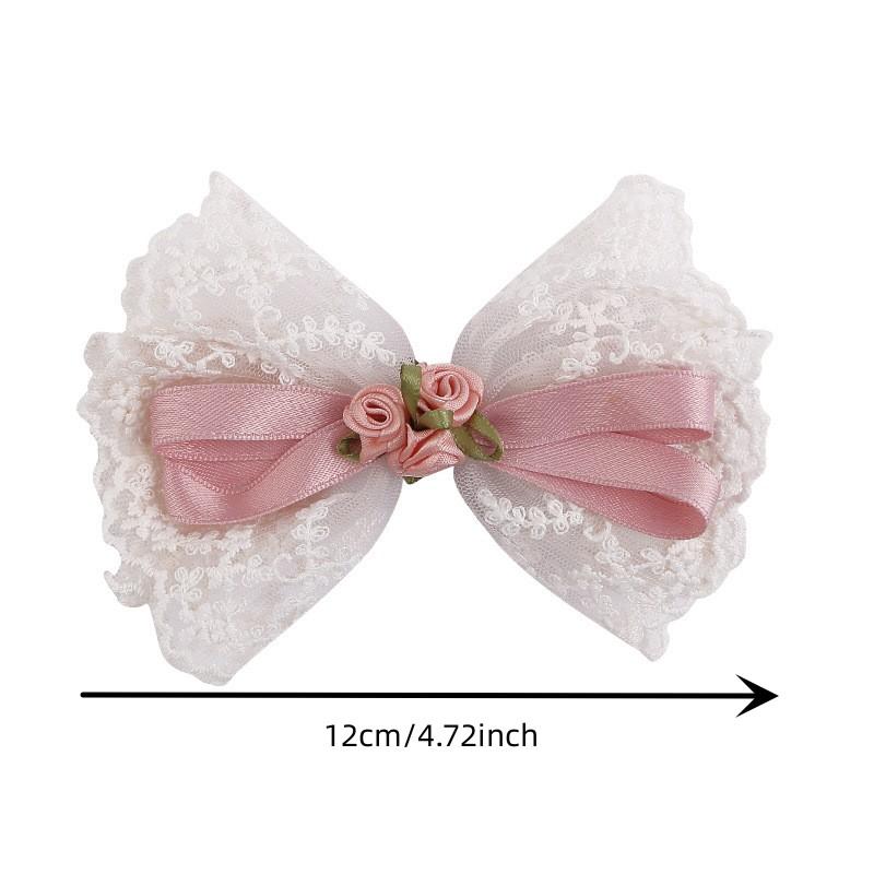 Bow Hair Clip Lace Bowknot Ribbon Hairpin Women Flower Embroidery Barrettes Fashion Girls Ponytail Clip Hair Accessories Gift