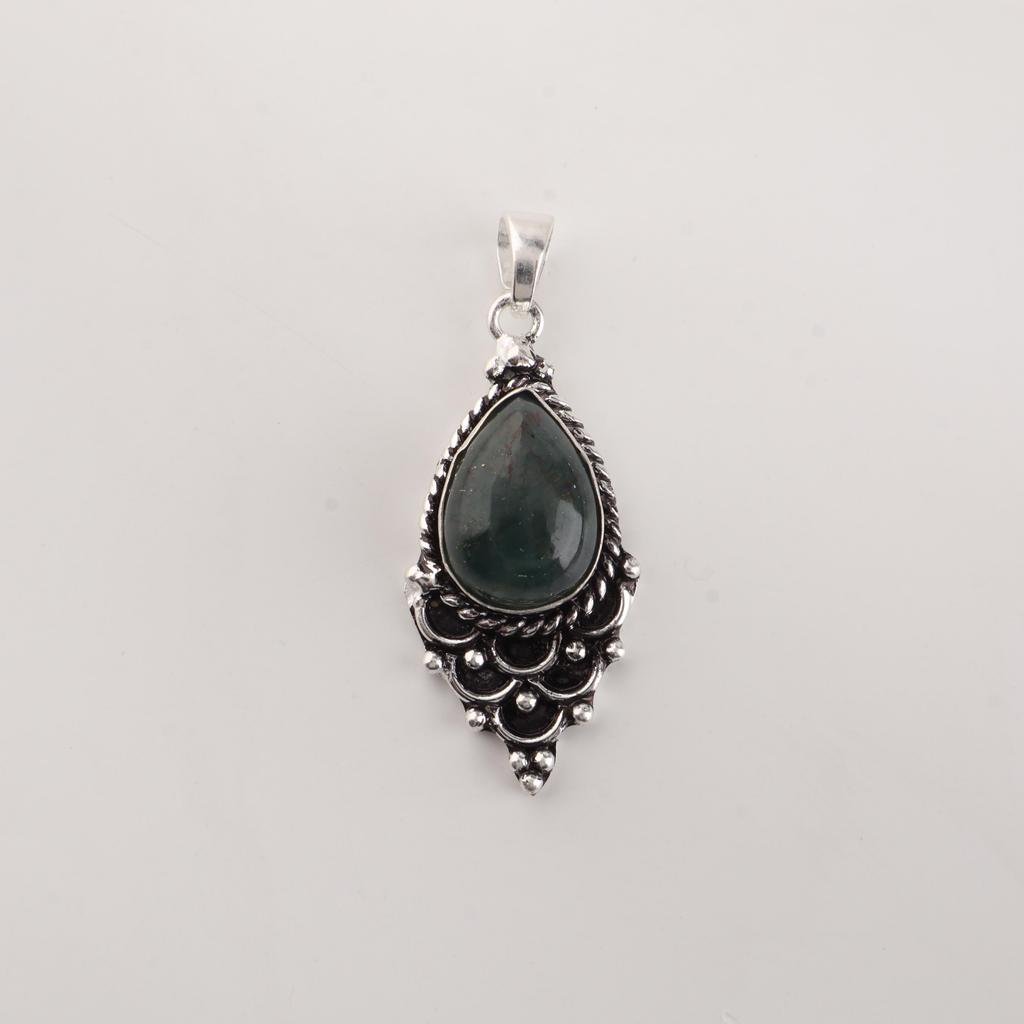 Moss Agate Gemstone 925 Sterling Silver Women Jewelry Pretty Pendant 1.5" For Wife PP-70-34