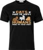 Cats Make Me Happy Humans Make My Head Hurt Full Colour D.T.F Black T Shirt
