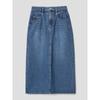 Peach Denim Long Skirt Sky Blue