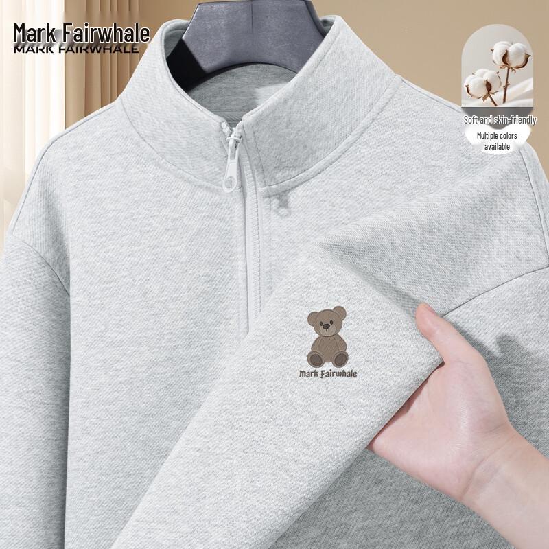 Mark Fairwhale Men's American Style Half-Zip Stand Collar Sweatshirt