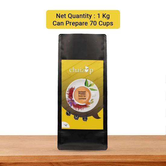 Chaizup Premium 1 Min Instant Saffron Tea Premix - 1kg Poly | Saffron Flavours | Approx. 72 Servings | 1kg