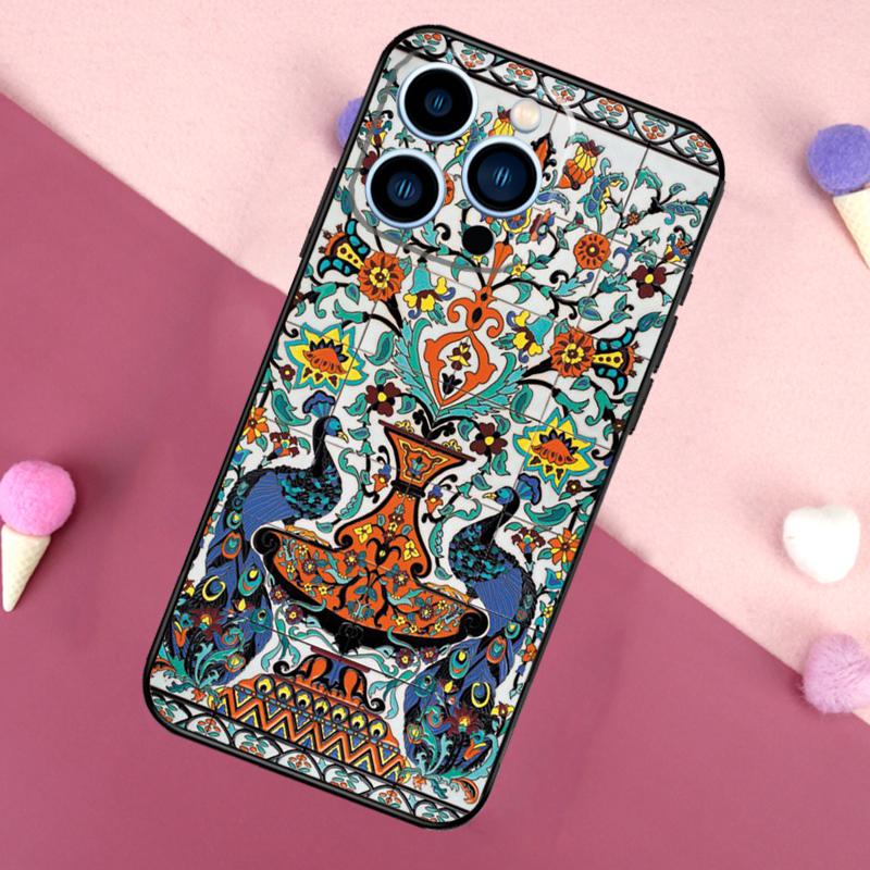 Alte florale Fliesen Hülle Für iPhone 16 15 Pro Max 11 12 13 Mini 14 15 Pro Max 15 Plus XR 16e Handy Rückseite