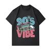 Men's 100% Cotton Crew Neck Short Sleeve T-Shirt, Retro 90s Vibe Boombox Headphone Old School Music Print Casual Comfortable Tee for Daily Street Wear