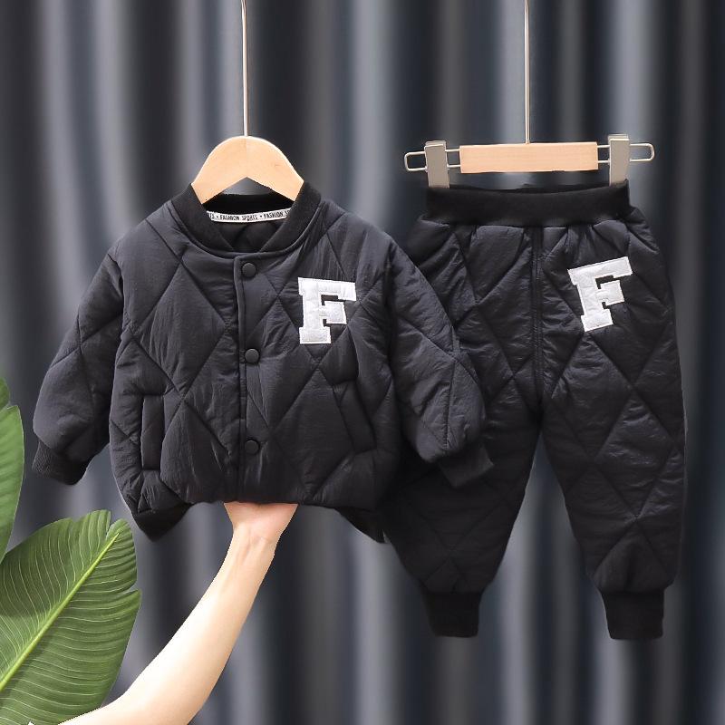 Korean Style Quilted Cotton Winter Jacket Set for Toddlers
