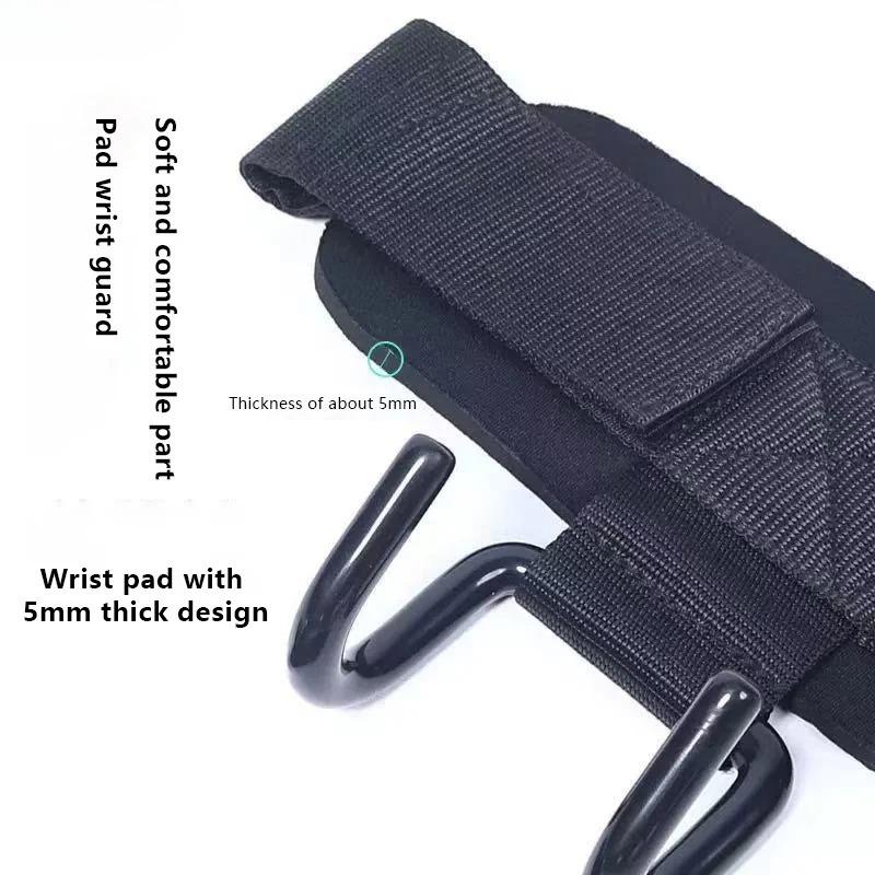 2 Stück Gewichtheber Haken Griffe Mit Handgelenkbandagen Hand-Stange Handgelenkband Fitnessstudio Fitness Haken Gewicht Band Klimmzüge Power Handschuhe