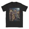 Selfie Squirrel with Scarecrow Moon Scary T-Shirt for Men Halloween 100% Cotton Tee Shirt Round Collar T Shirts Plus Size Merch