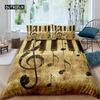 Piano Pattern Duvet Cover Microfiber Classic Music Themed 2/3Pcs Bedding Set Musical Pattern Geometric Stripe King Quilt Cover