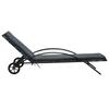 Sun Lounger with Cushion and Wheels Poly Rattan Anthracite