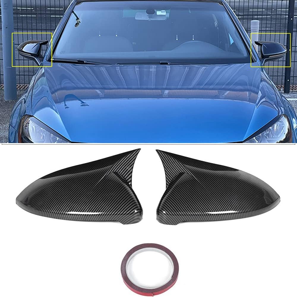 2pc Carbon Fiber Rear View Mirror Covers Caps,Replacement Rearview Mirror Covers,Fits for VW Golf MK7 MK7.5 Base GTI R 2013 2014 2015 2016 2017 2018