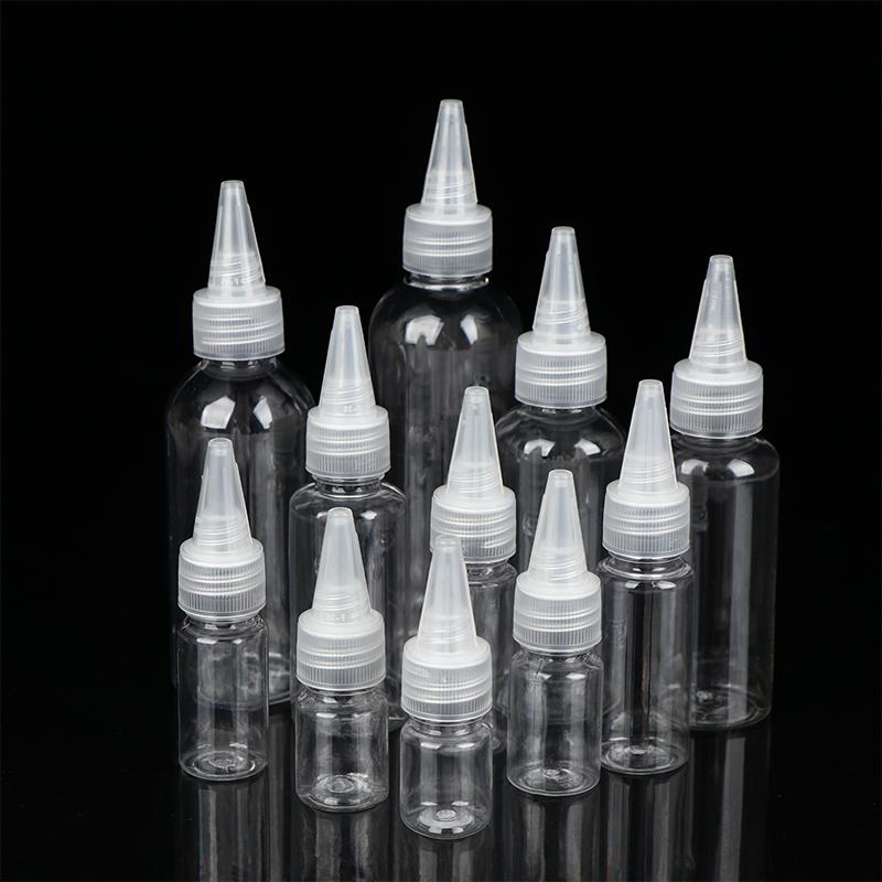 3-100 ml Leere Tropfflasche Transparentes Plastik Nachfüllbar Düsentropfer mit Kappe Quetschflasche Tattoo-Pigment-Tintenbehälter