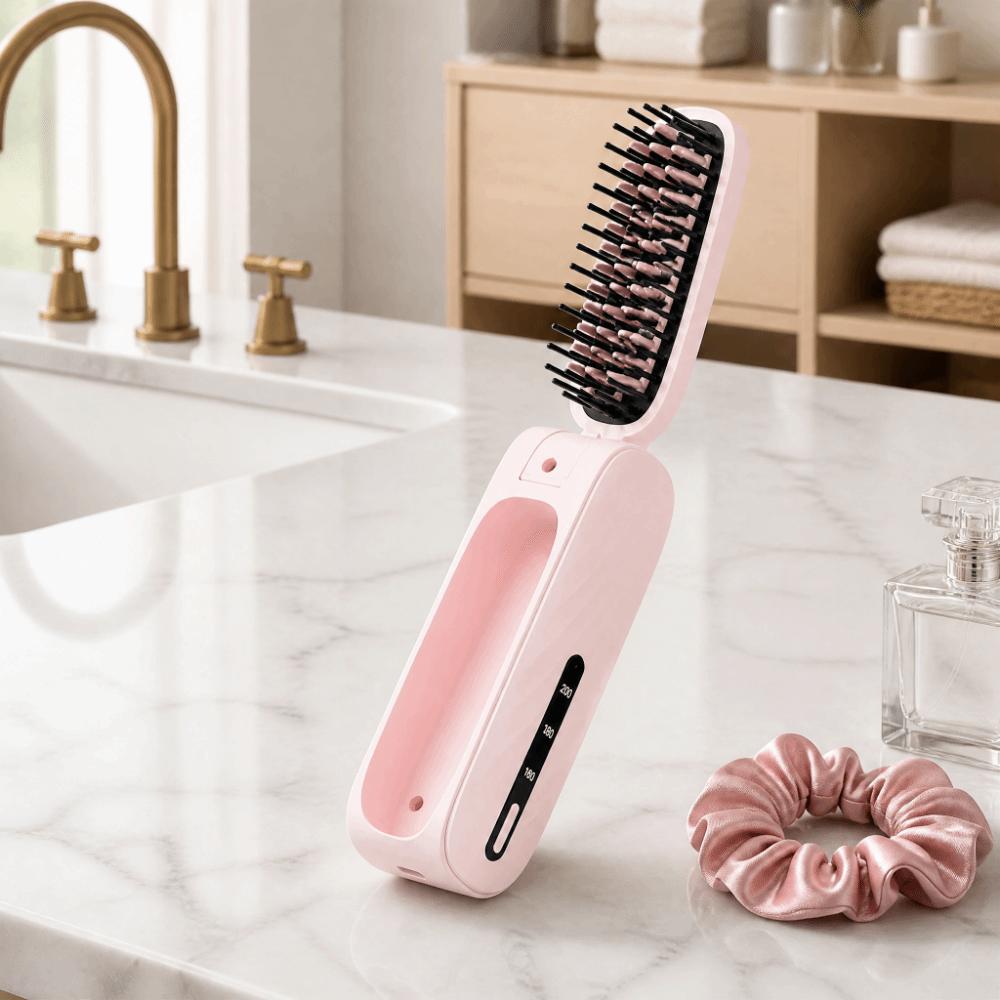Foldable Mini Straight Hair Brush Portable Portable Hair Straightener Bangs Curling Iron  for Home