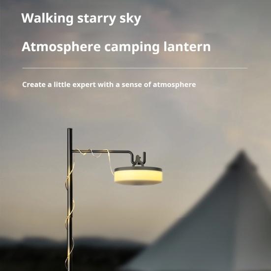 2-In-1 Outdoor Camping Light with Hook 10M Fairy Light USB Rechargeable 200LM Modes Adjustable Stowable LED Lamp Garden Patio Yard Tent Decoration