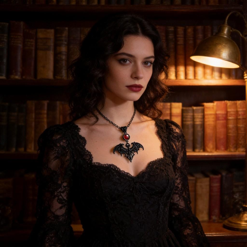 Gothic Vampire Bat Pendant Necklace With Alloy Geometric Design For Party Wear