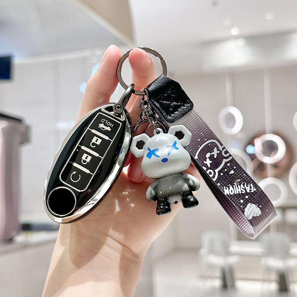 TPU Key Fob Cover for Nissan Altima Rogue Sentra Pathfinder Frontier Maxima Titan Murano Kicks Juke Versa Arma Keychain Lanyard