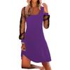 Elegant U-neck Mesh Long Sleeve Dress - Casual, Slightly Mature Style