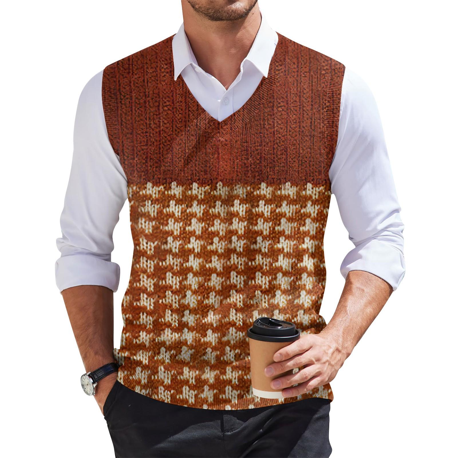 

Мужская мода принтованный жилет с V-образным вырезом без рукавов трикотажный пуловер XXXXXL красный