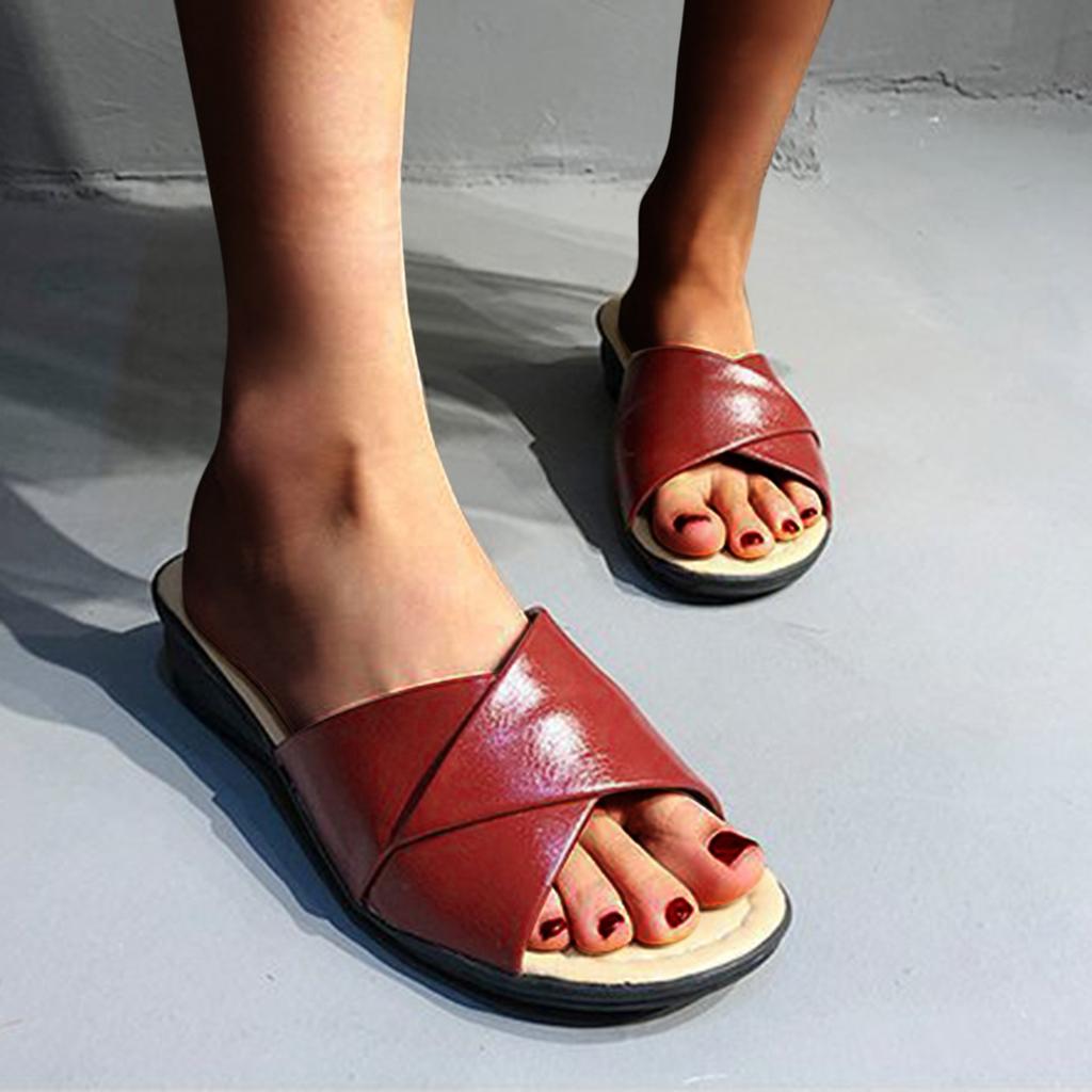 Zehenfreie Sommerschuhe, Hausschuhe, Sandalen, Keilsandalen, modische Damen-Strand- und Hausschuhe mit weicher Polsterung